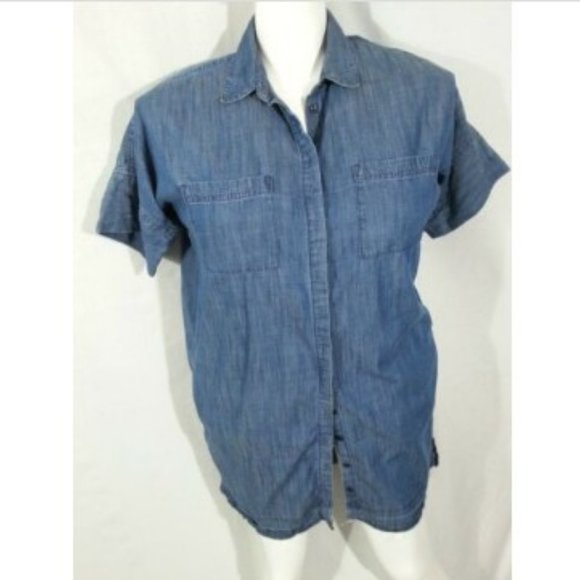 MADEWELL Raw Edge Denim Shirtdress L - Picture 2 of 14